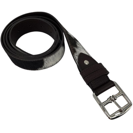 CEINTURE VACHE MOUCHETEE BLANC/NOIR