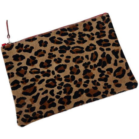 POCHETTE VACHE LEOPARD ROUGE