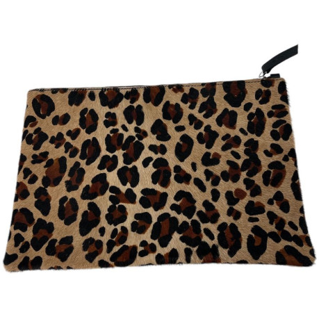 POCHETTE VACHE LEOPARD NOIR