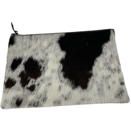 POCHETTE VACHE MOUCHETEE ZIP NOIR