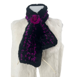 ECHARPE LAPIN REX AVEC ROSE