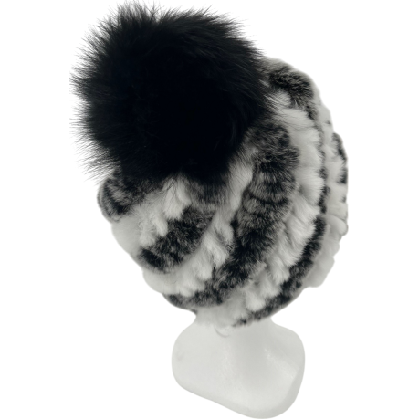 BONNET EN LAPIN REX POMPON