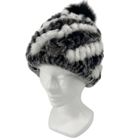 BONNET EN LAPIN REX POMPON