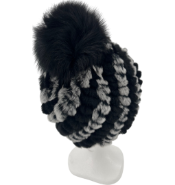 BONNET EN LAPIN REX POMPON