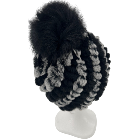 BONNET EN LAPIN REX POMPON