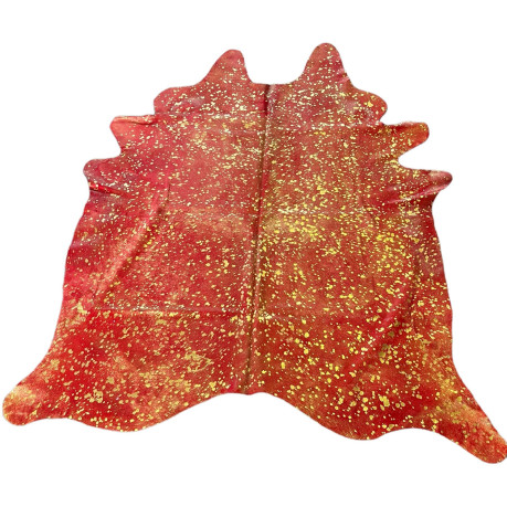PEAU DE VACHE TEINTEE ROUGE ACIDE & OR
