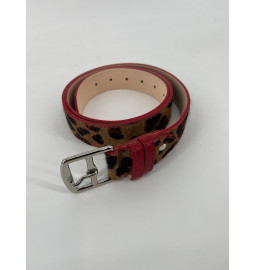 CEINTURE VACHE LEOPARD-ROUGE