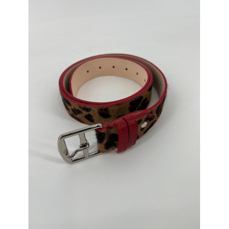 CEINTURE VACHE LEOPARD-ROUGE