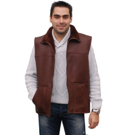 GILET DE BERGER HOMME MARRON & NOIR