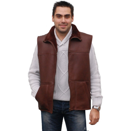 SHEEPSKIN SHEPHERD VEST - Brown or black Waxed
