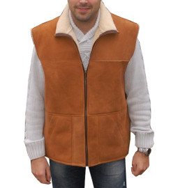 SHEEPSKIN VEST - Cognac