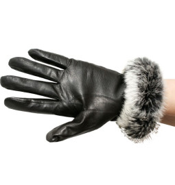 LAMB LEATHER AND REX RABBIT GLOVES - SOT14
