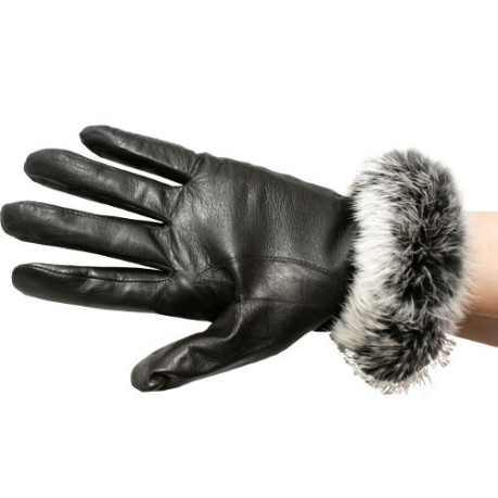 LAMB LEATHER AND REX RABBIT GLOVES - SOT14