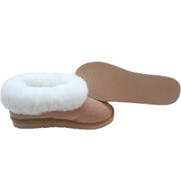 MIXED  SLIPPER IN SHEEPSKIN AND LEATHER  