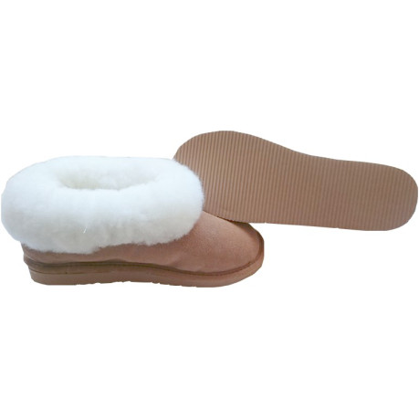 MIXED  SLIPPER IN SHEEPSKIN AND LEATHER  