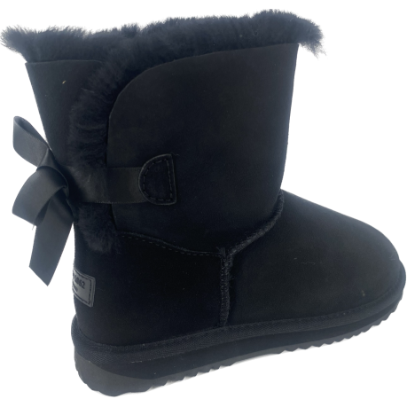 Mini Boots Noeud Agneau Noir