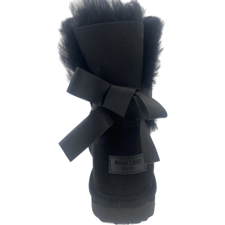 Mini Boots Noeud Agneau Noir