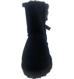 Mini Boots Noeud Agneau Noir