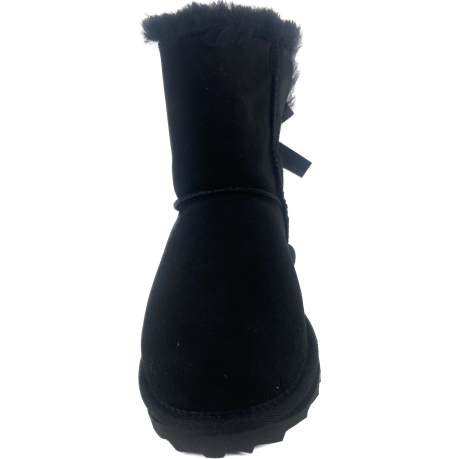 Mini Boots Noeud Agneau Noir