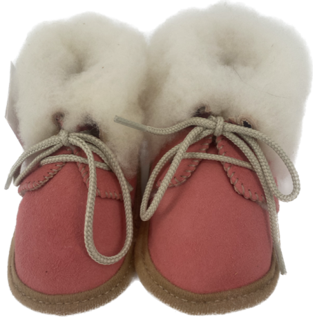 LAMBSKIN BABY SLIPPERS - Brown,  Pink, Blue