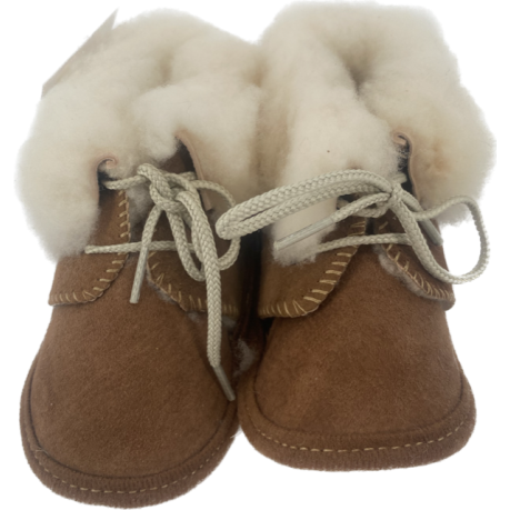 LAMBSKIN BABY SLIPPERS - Brown,  Pink, Blue