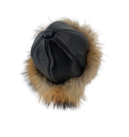 TOQUE CUIR ET RACCOON