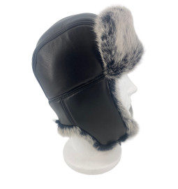 CHAPKA LEATHER AND GREY RABBIT
