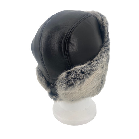 CHAPKA LEATHER AND GREY RABBIT