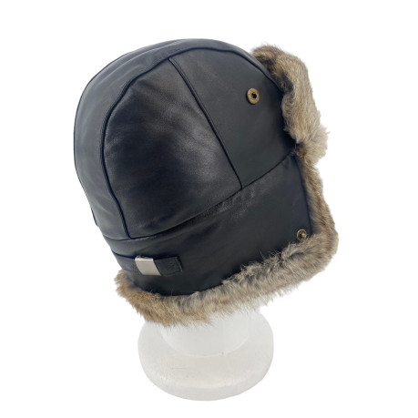 CHAPKA CUIR ET LAPIN LIEVRE