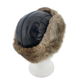 CHAPKA CUIR ET LAPIN LIEVRE