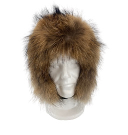 CHAPKA CUIR AGNEAU ET RACCOON
