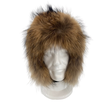 RACCOON AND LEATHER FUR HAT