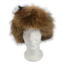 CHAPKA CUIR AGNEAU ET RACCOON