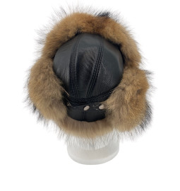 CHAPKA CUIR AGNEAU ET RACCOON