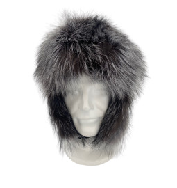 CHAPKA CUIR ET RENARD GRIS