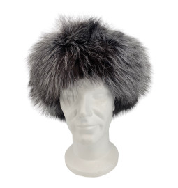 CHAPKA CUIR ET RENARD GRIS