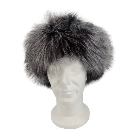 CHAPKA CUIR ET RENARD GRIS