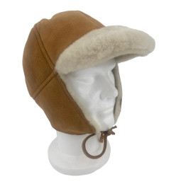 SHEEPSKIN PEAKED FUR HAT -...