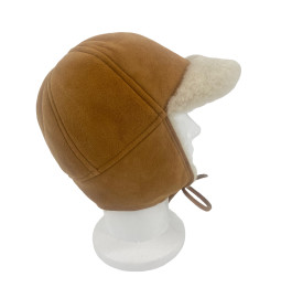 SHEEPSKIN PEAKED FUR HAT - Waxed Brown, Oak or Cognac