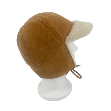 SHEEPSKIN PEAKED FUR HAT - Waxed Brown, Oak or Cognac