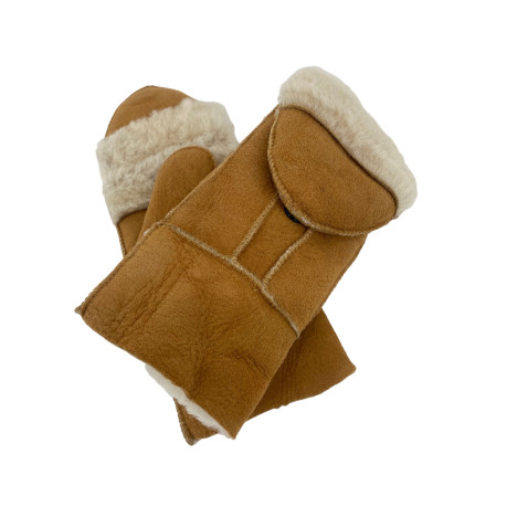 SHEEPSKIN MITTENS - brown